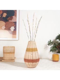 HomeTown - Bohemia Bamboo Drops Vase 22 x 40Cm In Cream Colour
