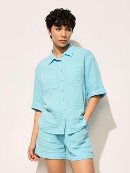 ONLY - Women Sky Blue Regular Fit Co-Ord Set