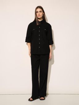 ONLY - Women Black Solid Regular Fit Black Co-Ord Set