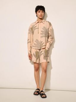 ONLY - Women Beige Tropical Printed Regular Fit Co-Ord Set
