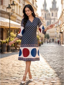 Golden Mirror Fashion - Women Starlit Charm Multi-Color Polka Dot Dress