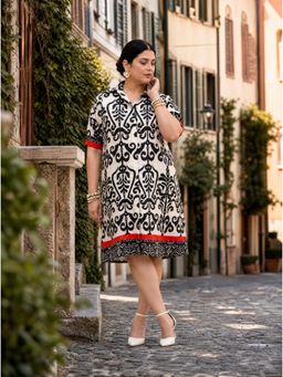 Golden Mirror Fashion - Women Amalfi Luxe Black-White Printed Dress