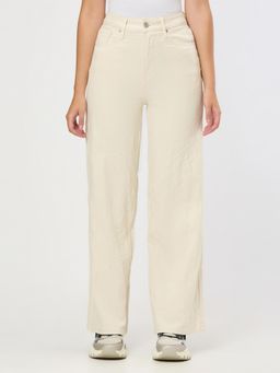 Pepe Jeans - Women Off White Ecru Self Design Wide Leg Jeans