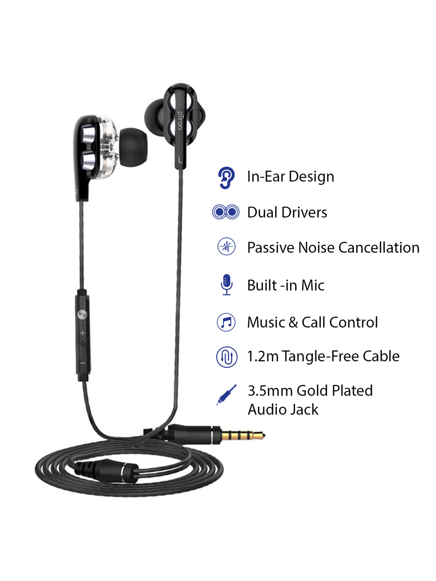 Wired Earphones with Deep Bass, Mic 