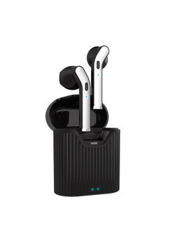 pTron - Basspods 481 BT5.0 Wireless Headphones with 12Hrs Playback Time with Case (Black & Silver)