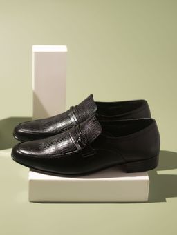 PRIVO - Men Black Slip On Formal Loafers