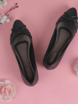 Metro - Womens Black Slip On Casual Ballerinas
