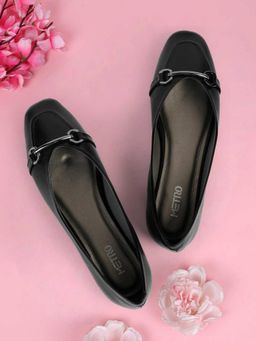 Metro - Womens Black Slip On Casual Ballerinas