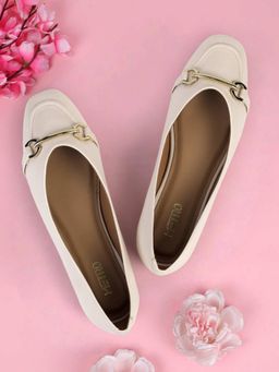 Metro - Womens Off White Slip On Casual Ballerinas