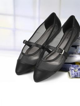 Mochi - Womens Black Slip On Casual Ballerinas