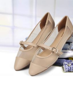 Mochi - Womens Beige Slip On Casual Ballerinas