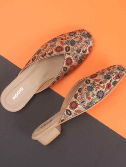 Mochi - Womens Beige Slip On Closure Casual Heel Mules