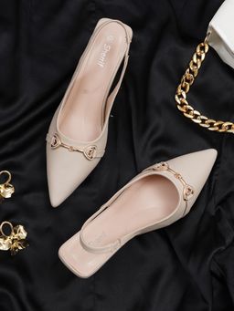 Sherrif Shoes - Womens Stiletto Heel Sandals for Elegant Everyday Style - Cream