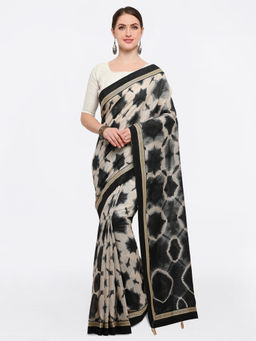 Stylee LIFESTYLE - Beige Handloom Silk Printed Saree