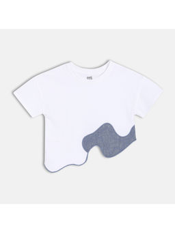 MINI KLUB - Cotton Half Sleeves Applique Knit Top White