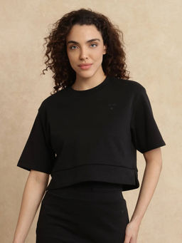 RAREISM - Women Black Solid Regular Fit T-Shirt