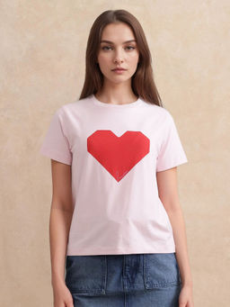RAREISM - Women Pink Graphic Regular Fit T-Shirt