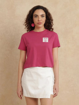 RAREISM - Women Pink Graphic Regular Fit T-Shirt