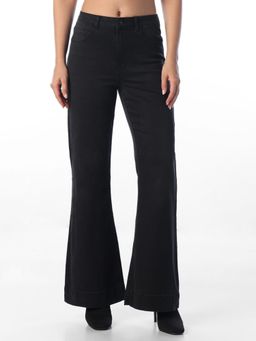 ONLY - Womens Solid Flared Fit High Rise Black Jeans