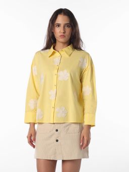 ONLY - Womens Embroidery Regular Fit Yellow Shirt