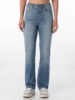 ONLY - Womens Solid Straight Fit High Rise Blue Jeans