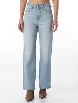 ONLY - Womens Solid Straight Fit High Rise Blue Jeans