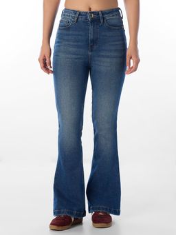 ONLY - Womens Solid Flared Fit High Rise Blue Jeans
