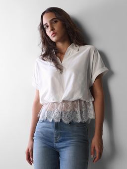 ONLY - Womens Solid Regular Fit White Shirt