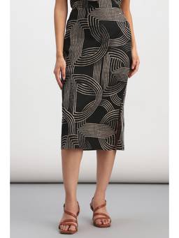Allen Solly - Women Black Print Casual Skirt