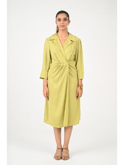 Ayrolane - Solid Lime Green Midi Dress