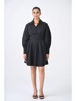 Ayrolane - Back Cutout String Tie-Ups Black Mini Dress