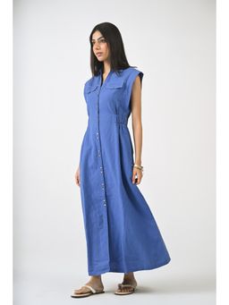Ayrolane - Cobalt Blue Linen Blend Maxi Dress