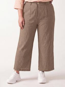 max - Womens Brown Solid Wide Leg Trouser