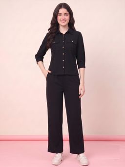 JAKANARY - Womens Black Solid Co-Ord Set