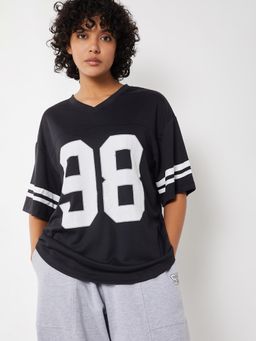 max - Womens Black Printed Sports T-Shirt
