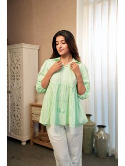 Sugnaa - Pastel Green Peplum Tunic Top