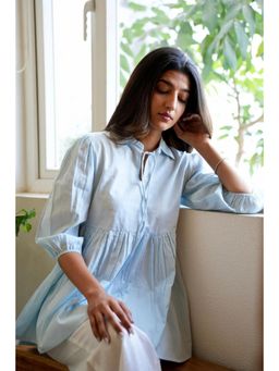 Sugnaa - Pastel Blue Peplum Tunic Top