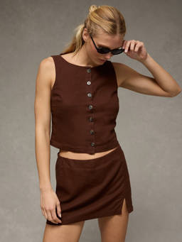 American Eagle - Mid Rise Linen Blend Mini Skort