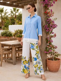 ZUMMER - Blue Printed Shirt with Palazzo