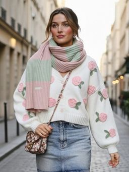 Magre - Women White Self Design Cardigan