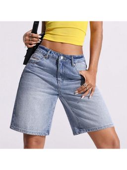 Outzidr - Women Blue Solid Regular Fit Shorts