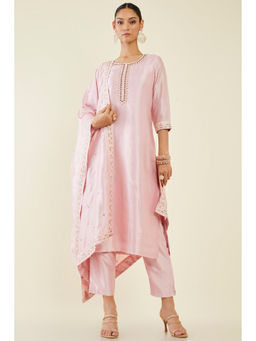 Soch - Women Pink Silk Embroidered Suit (Set of 3)