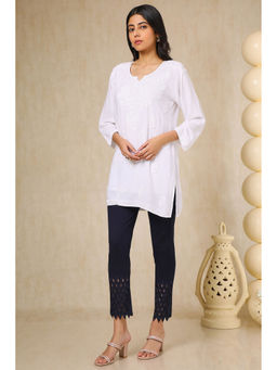 Soch - Womens Navy Blue Viscose Blend Embellished Pant with Stone Work