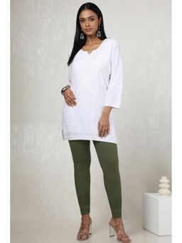 Soch - Womens Olive Viscose Blend Pant with Thread Work