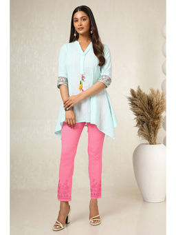 Soch - Womens Pink Viscose Blend Pant with Thread Work