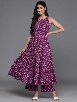 Varanga - Pink Halter Neck Anarkali Kurta with Trouser and Dupatta (Set of 3)