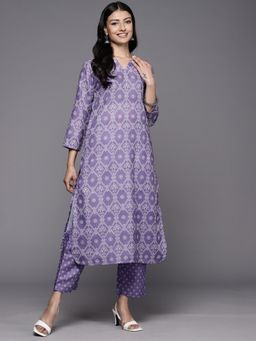 Varanga - Lavender Round Neck Kurta with Trouser (Set of 2)