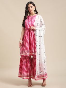 Varanga - Pink Halter Neck Kurta with Sharara and Dupatta (Set of 3)