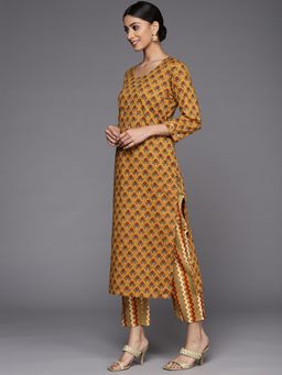 Varanga - Mustard Round Neck Kurta with Trouser (Set of 2)