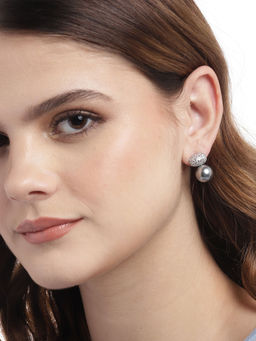 Carlton London - Premium Silver Plated with Pearl Drop Earring for Women